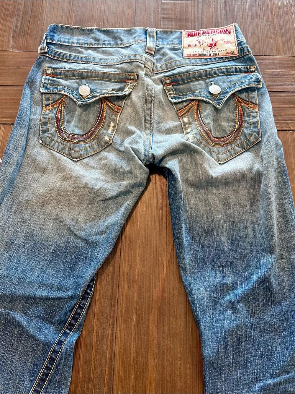 True Religion Rainbow Joey World Tour Jeans Made USA Vintage Y2K